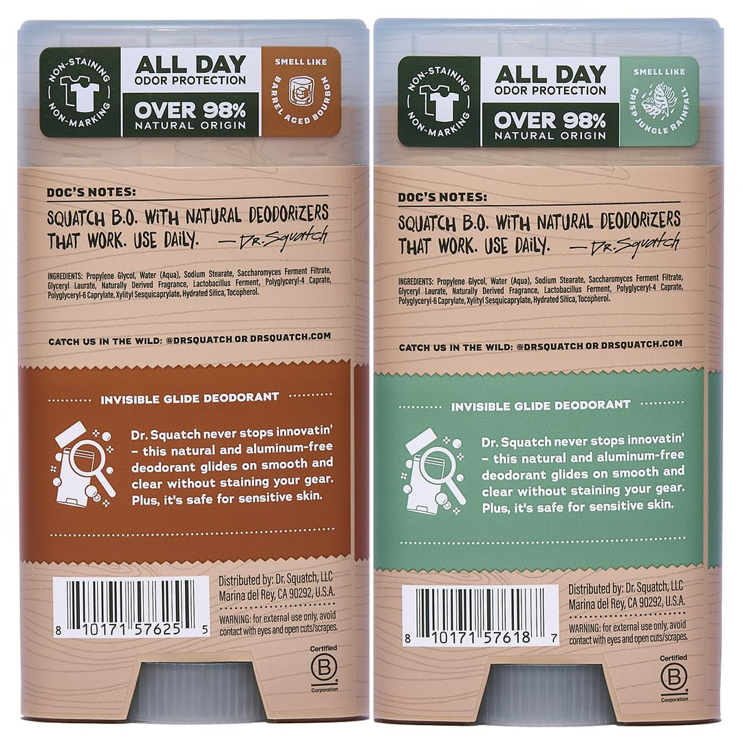 Dr. Squatch Invisible Glide Natural Desodorante para hombre, desliz...