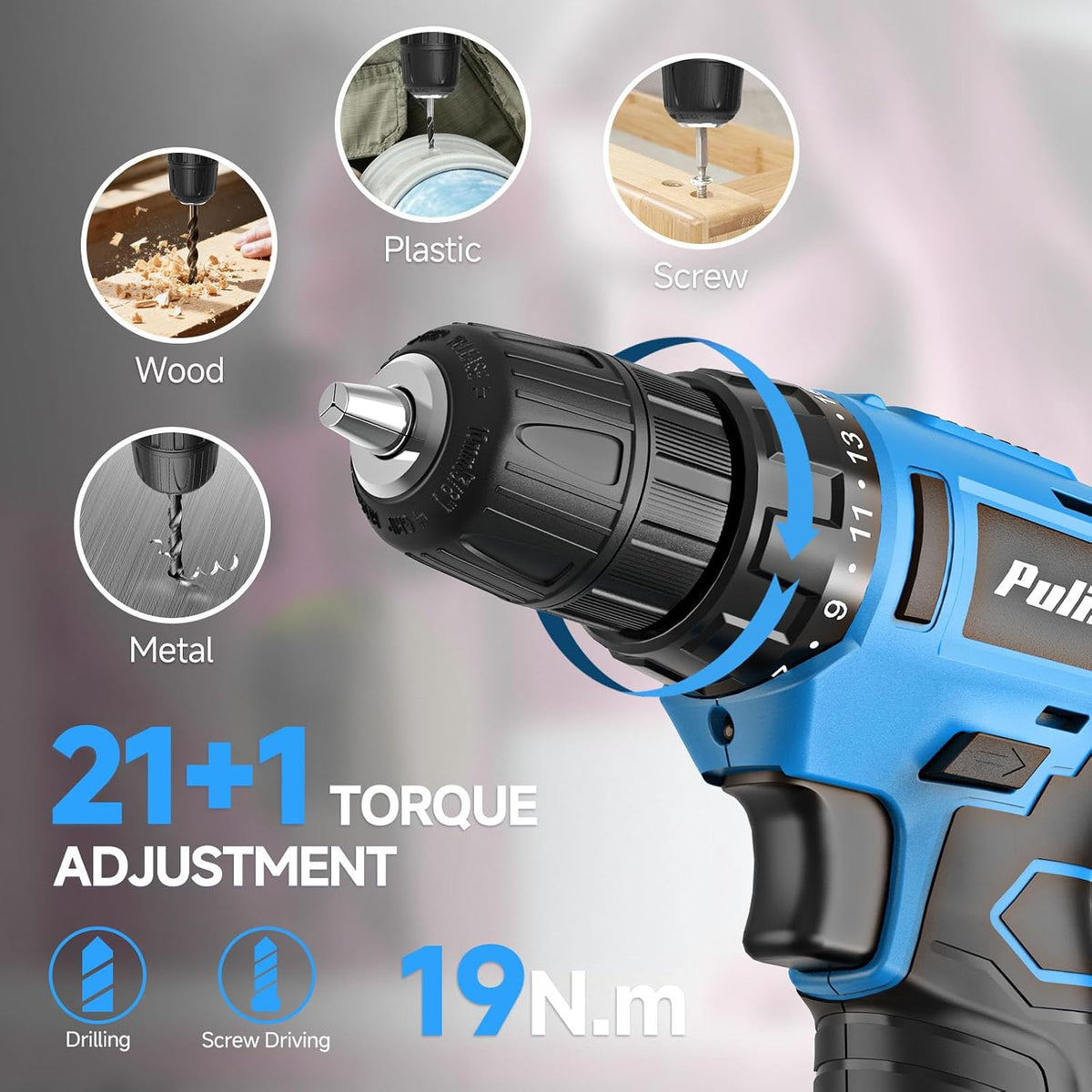 PULITUO Juego de herramientas, juego de 149 piezas de taladro inalámbrico azul de 12 V, caja de herramientas, kits de herramientas manuales para mujeres y hombres y entusiastas del bricolaje, para