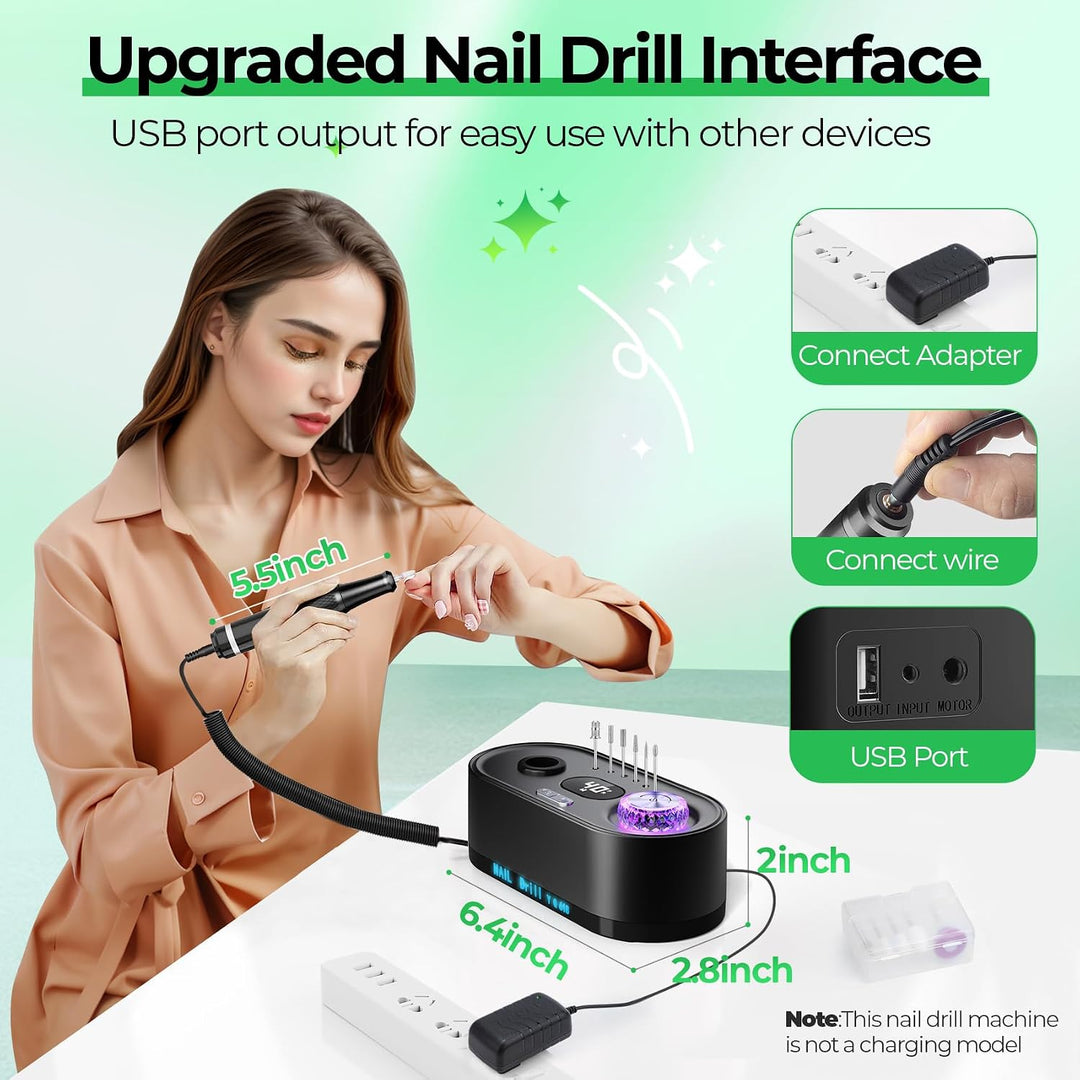 JOSGLOI Lima de Uñas Eléctrica Profesional: Kit de Lima de Uñas Elé...