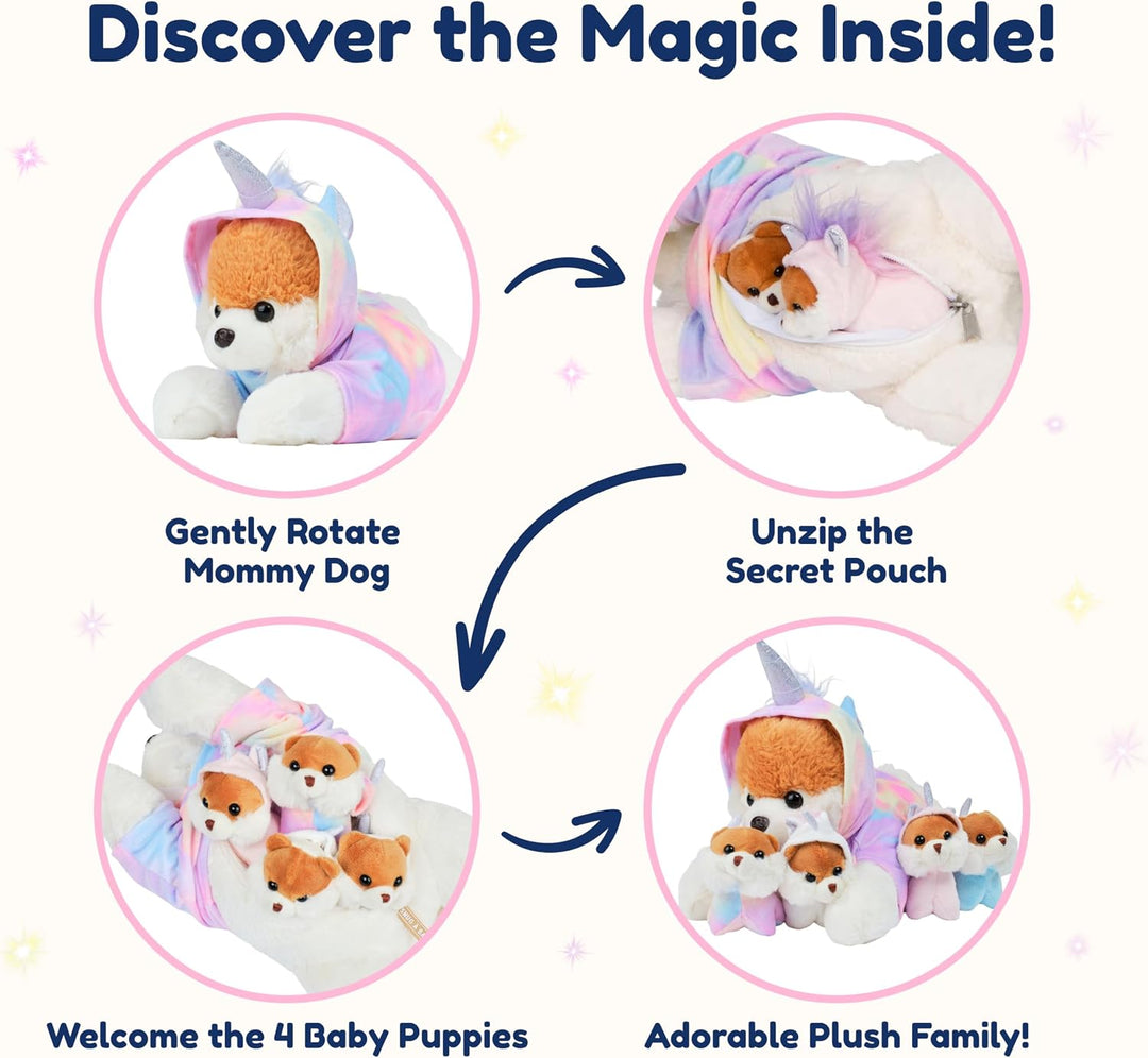 PixieCrush Animales de peluche para perros, mamá bernesa con 4 cach...
