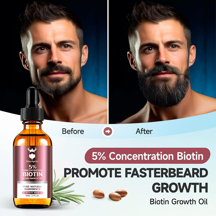 MistySprite Aceite de Biotina para barba para hombres \u2013 Concen...