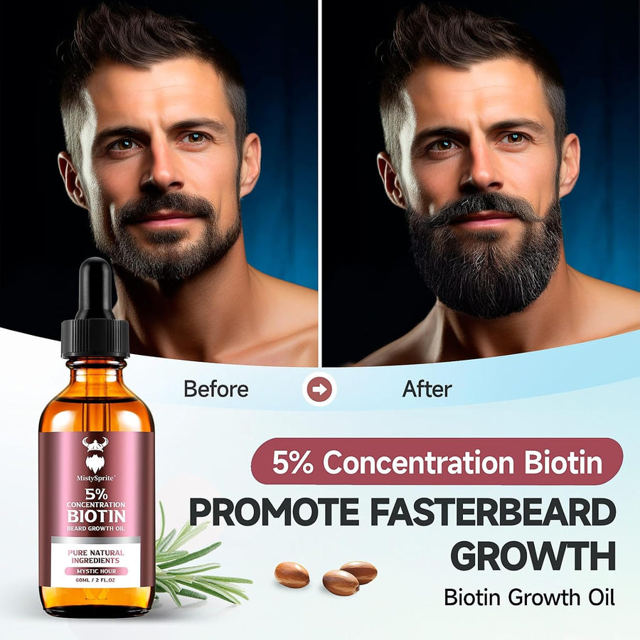 MistySprite Aceite de Biotina para barba para hombres \u2013 Concen...