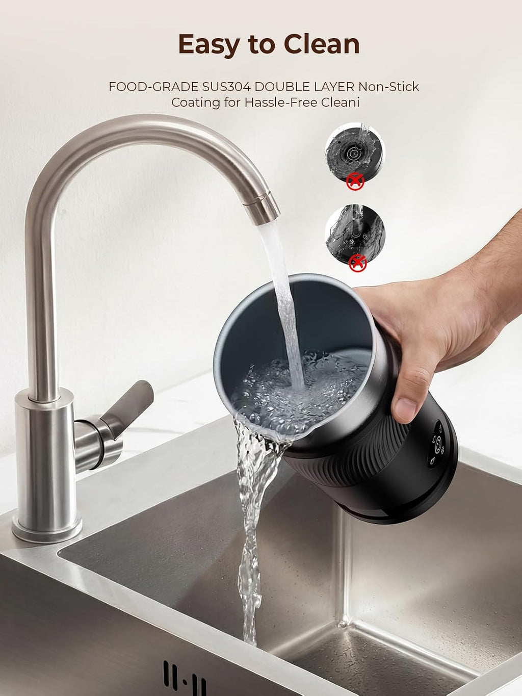 Vaporizador de leche eléctrico 4 en 1: Espumador de leche de gran capacidad 11.8 fl oz, espuma rápida de 7700 RPM en 120 segundos, calentador de espuma fría y caliente, acero inoxidable