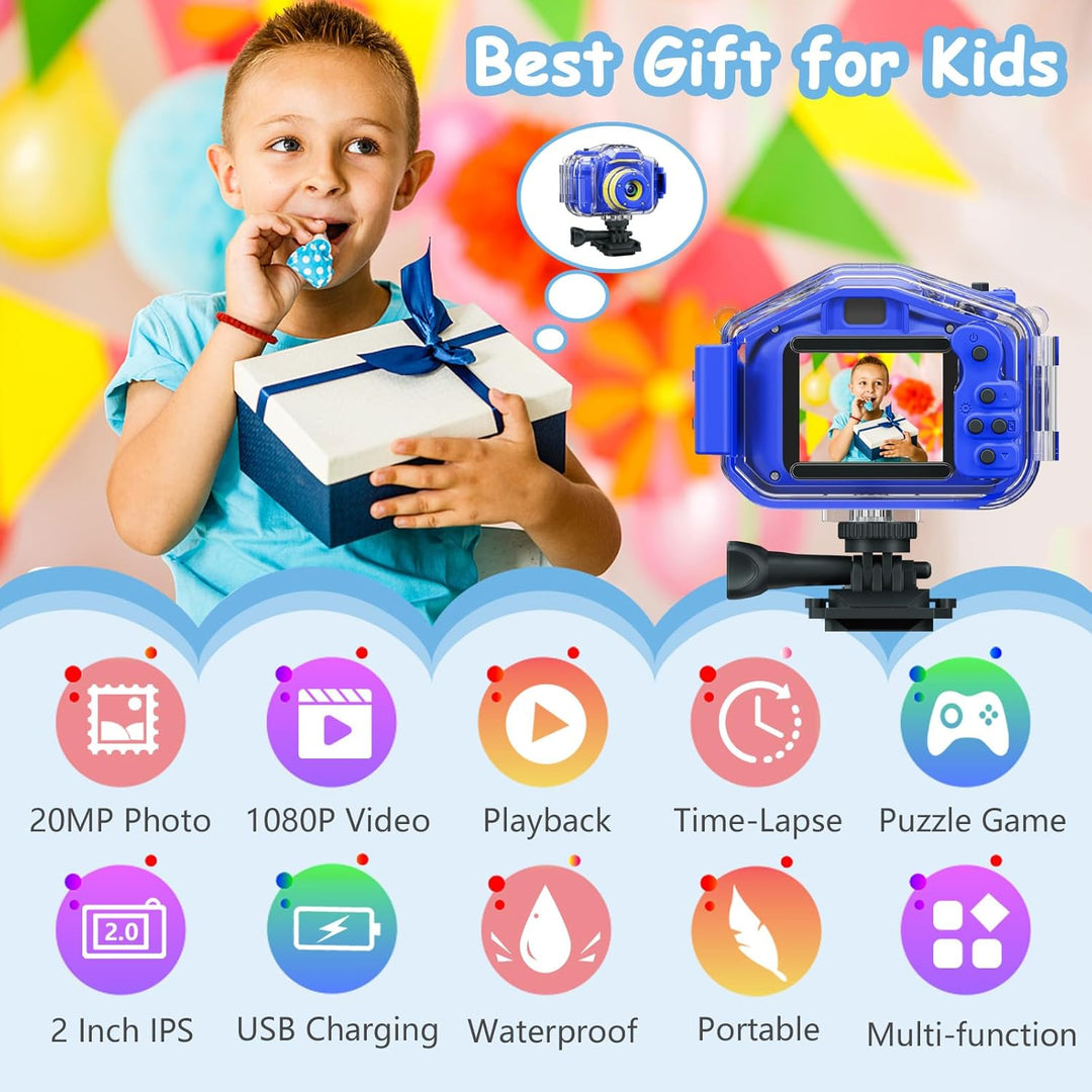 Agoigo - Cámara resistente al agua para niños, videocámara digital...