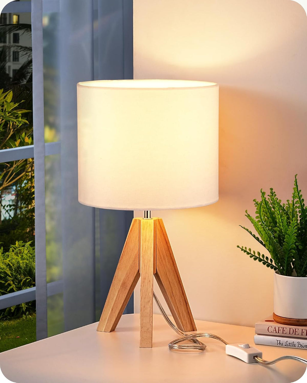 Lámpara EDISHINE Pequeña lámpara de mesa bonita, lámpara de mesa de noche con