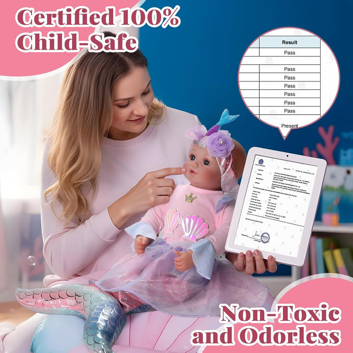 BABESIDE Muñeca bebé de sirena para niña, muñecas de bebé suaves re...