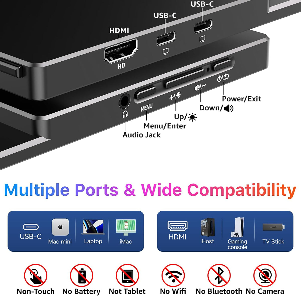 kksmart Monitor portátil para laptop, MacBook Surface PC, Xbox PS5,...