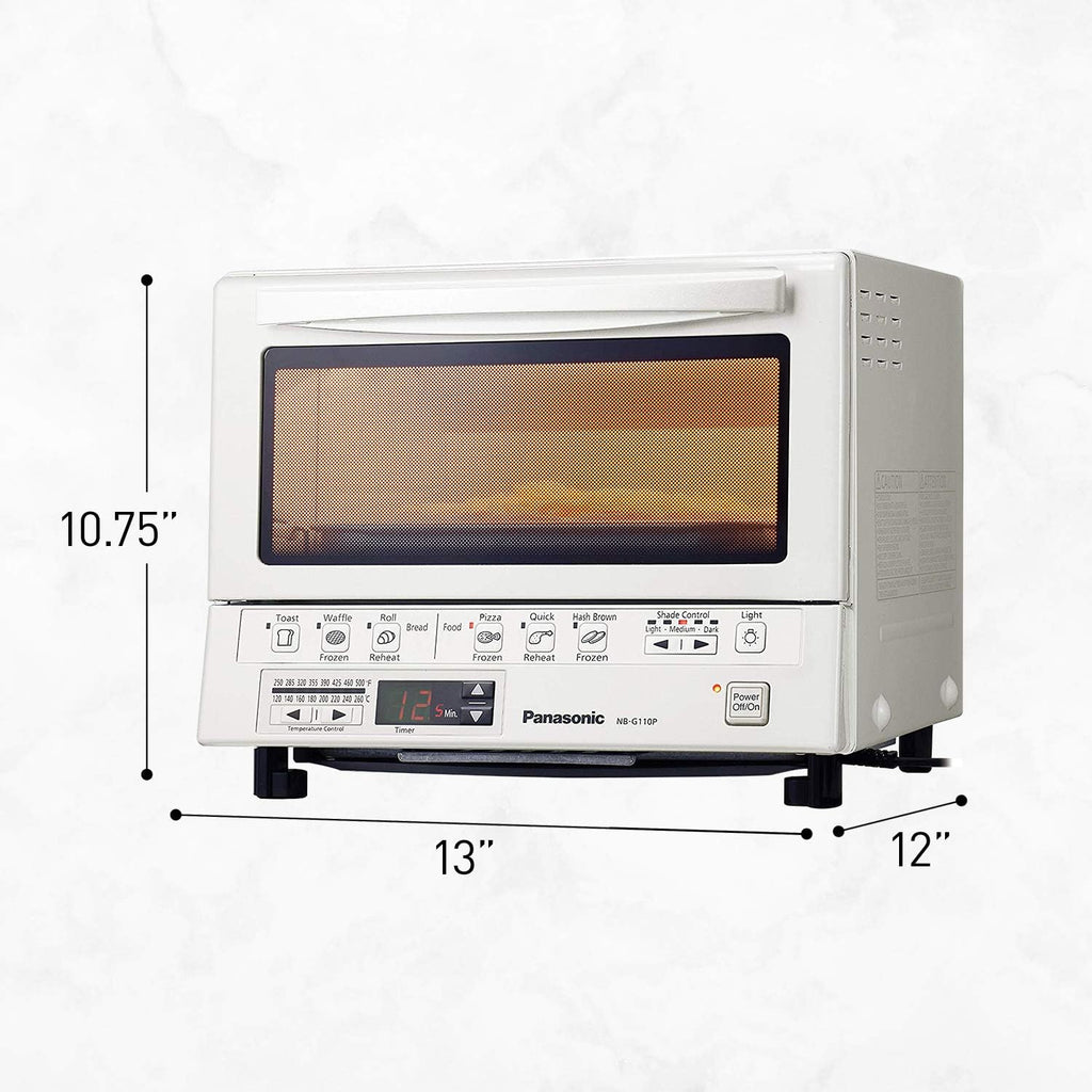 Panasonic FlashXpress - Horno tostador de mostrador, tamaño compacto de 4 rebanadas con calefacción infrarroja doble, 6 opciones de cocción automática y control preciso de temperatura, 1300W