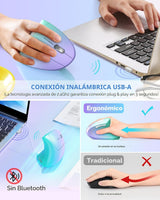 Lekvey Ratón ergonómico, ratón vertical inalámbrico, ratón recargab...