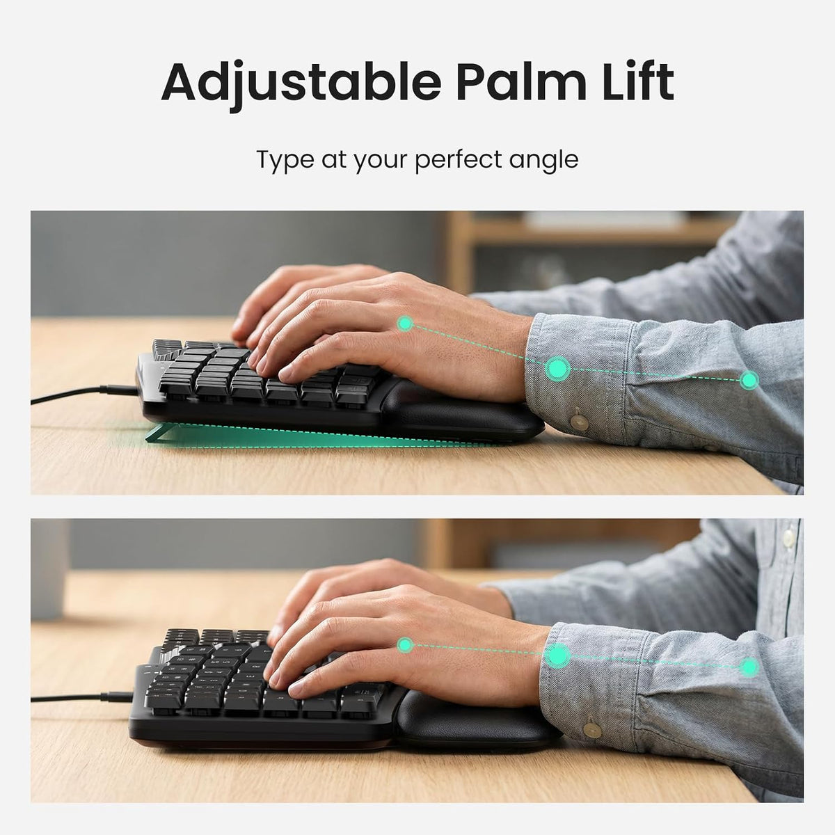 Nulea Teclado ergonómico dividido, teclado de escritura natural con...