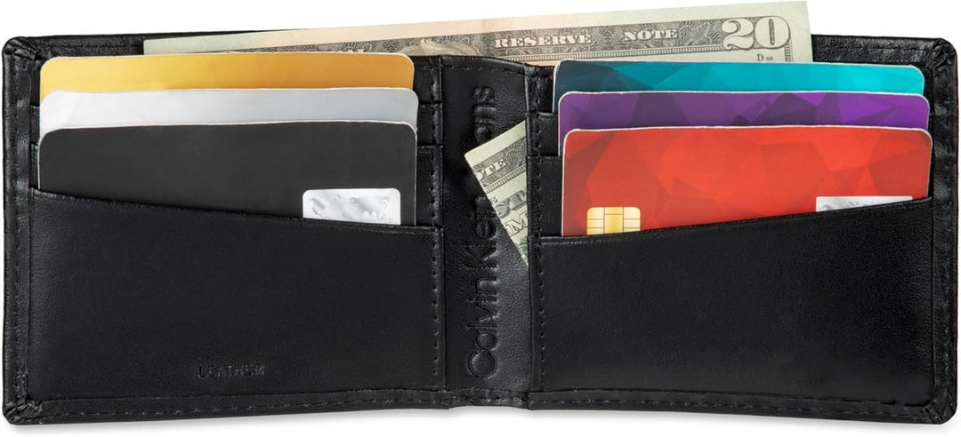 Calvin Klein Billetera plegable minimalista de piel RFID para hombr...