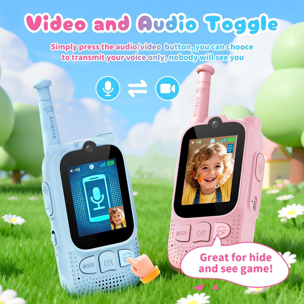 Walkie Talkies de video para niños, paquete de 2 unidades Facetime Wakey