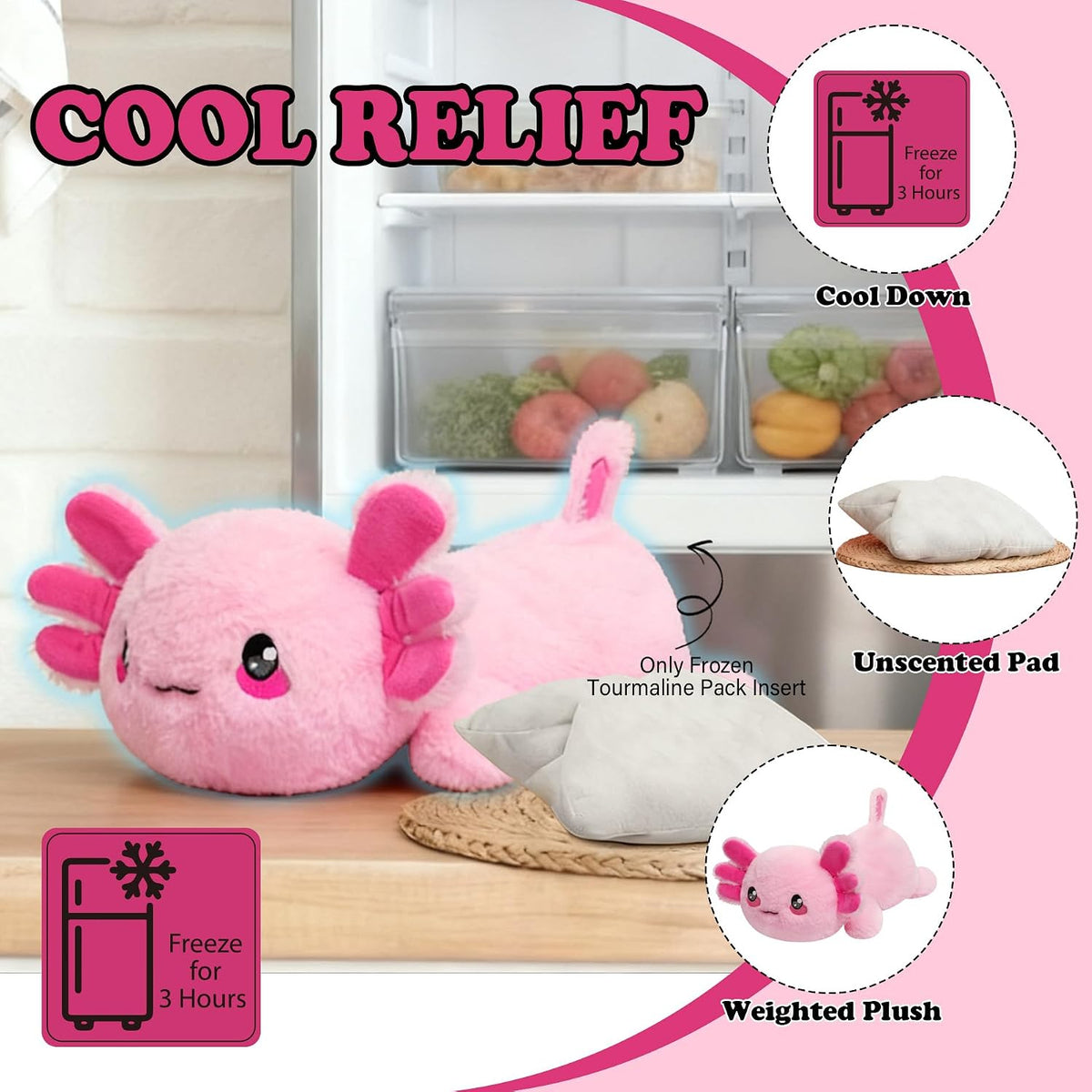 Animales de peluche con peso de ajolote calentado, 2.2 libras de felpa con peso de ajolote para microondas con bonita almohadilla térmica, animal de almohada cálida sin perfume para el período, mujeres, niñas, niños, adultos, regalo de cumpleaños de 16
