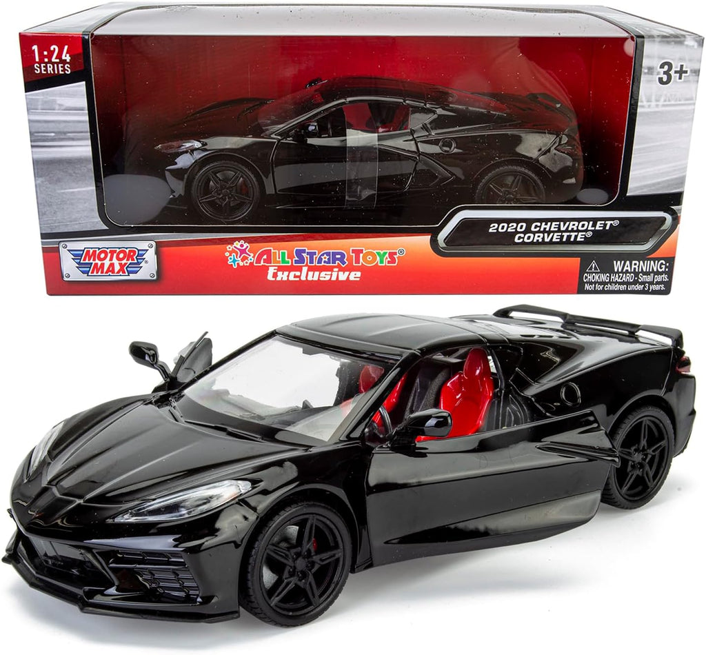 Motormax 2020 Chevrolet Corvette C8 Stingray 1:24 Diecast Black All Star Toys Exclusivo
