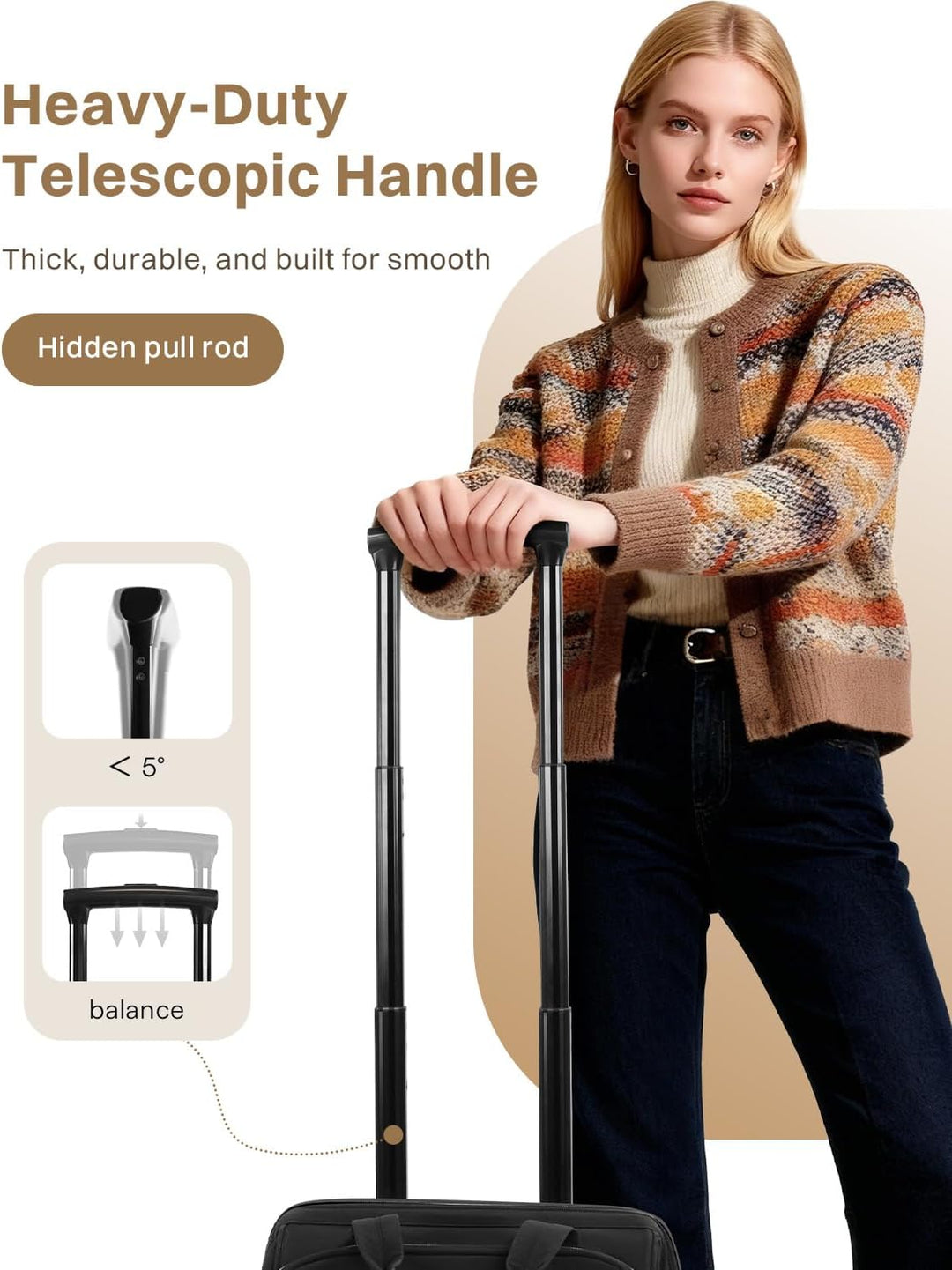 Mochila acolchada con ruedas para mujer, mochila para laptop con ru...