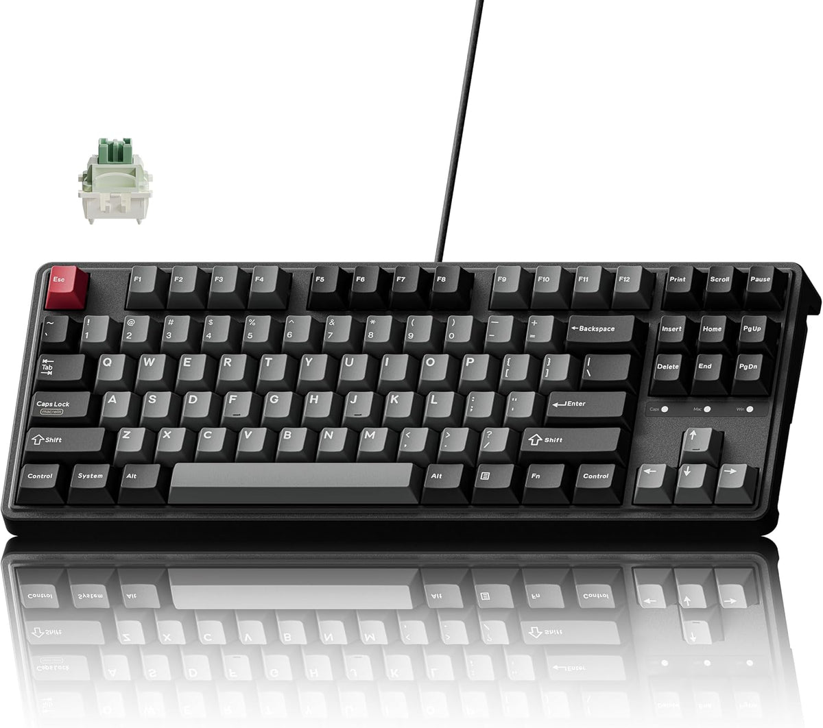 Keychron Teclado mecánico con cable C3 HE TKL (80% de diseño), inte...
