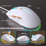 Snpurdiri Combo de teclado y mouse con cable, teclado mecánico comp...