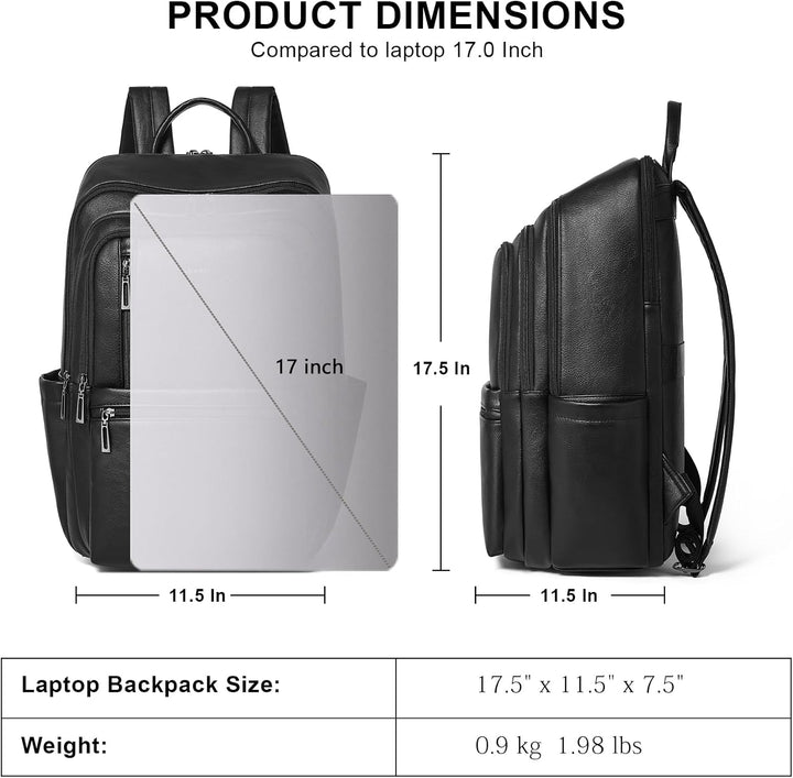 Shrrie Mochila de cuero para computadora portátil para mujer, 17 pu...