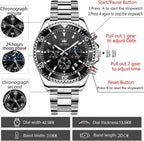 OLEVS Reloj para hombre impermeable de acero inoxidable, gran esfera, relojes para hombres, regalos