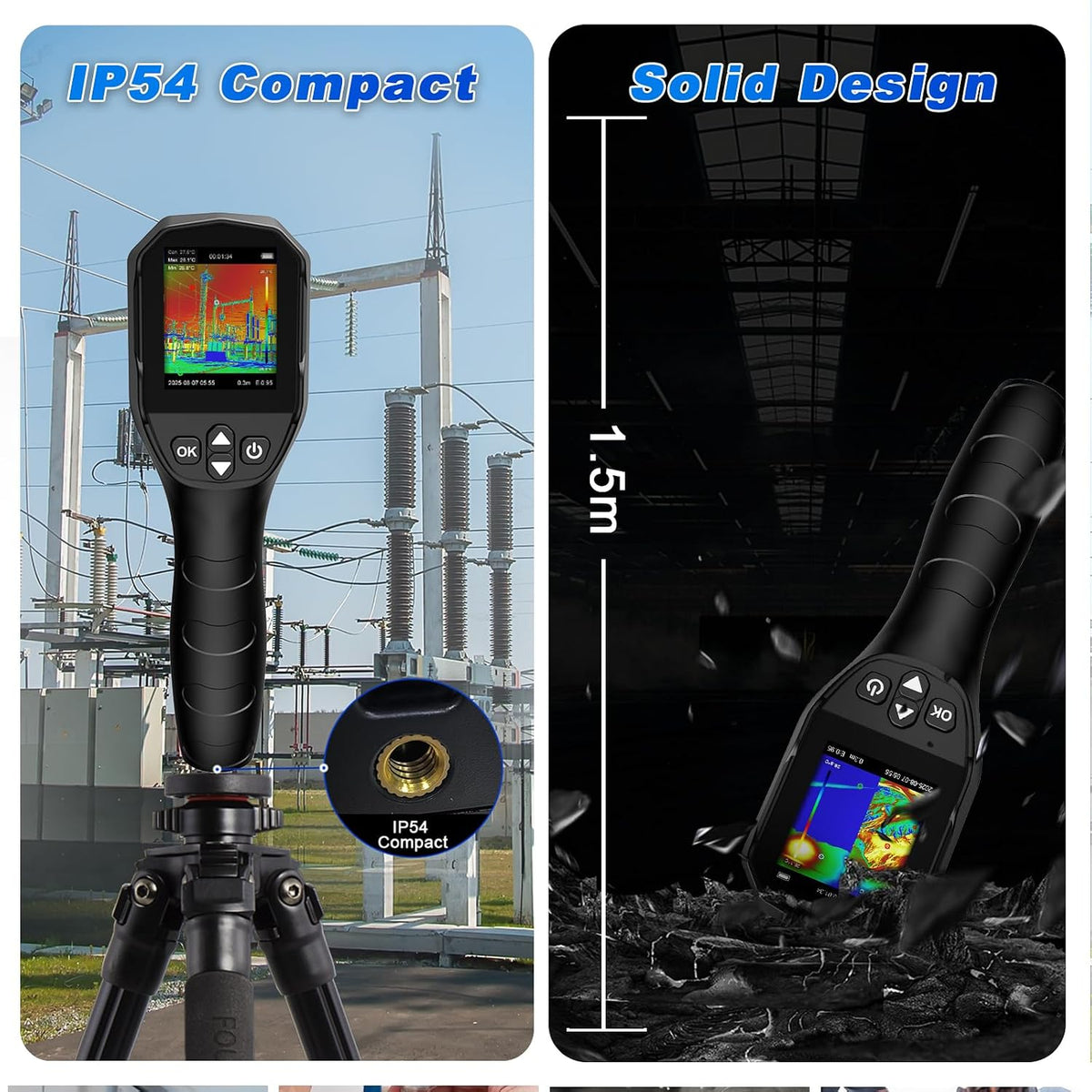 Pistola de cámara de imágenes térmicas, termómetro infrarrojo AIOMEST con resolución TISR de 240 × 240, detecta calor de temperatura de -4 °F a 1022 °F para HVAC, inspección del hogar, electricidad, comprobación de fugas de agua/aire