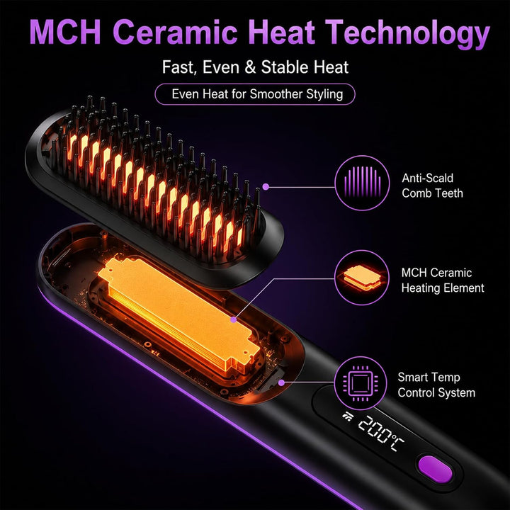XUNIQ Go Brush Pro - Cepillo alisador de pelo inalámbrico, portátil...