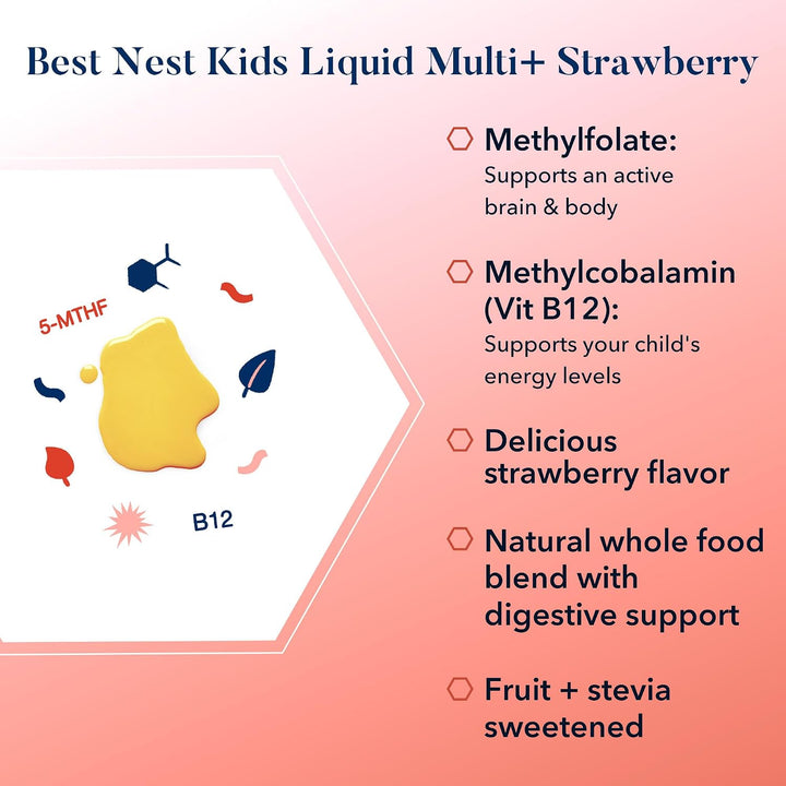 Best Nest Multivitaminas líquidas para niños, metilfolato, vitamina...