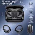 Auriculares inalámbricos Bluetooth 5.4 de 75 horas para deporte, au...