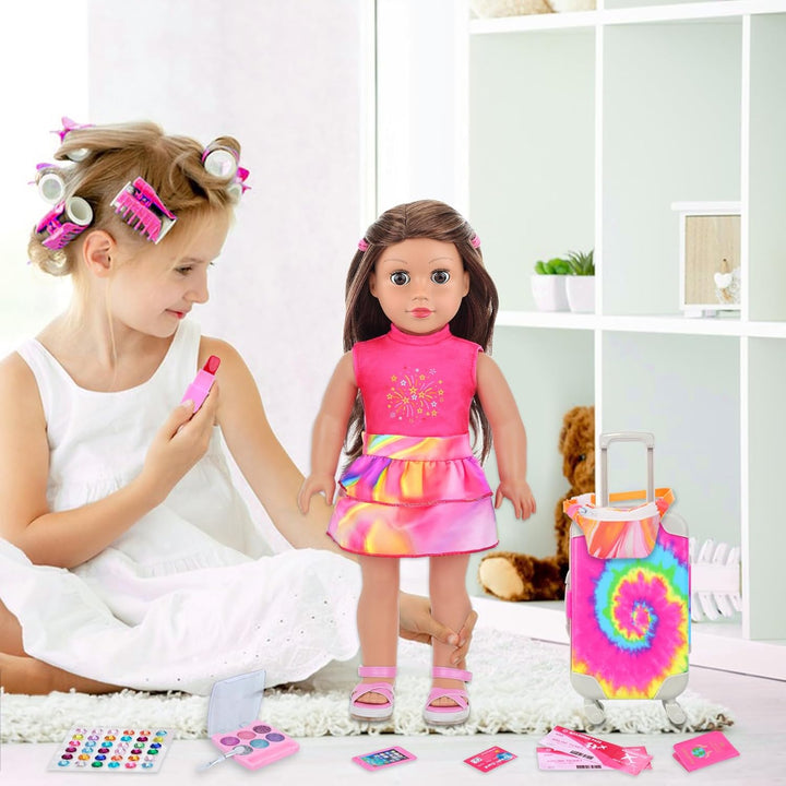 K.T. Fancy Juego de 14 accesorios de viaje para muñecas americanas...