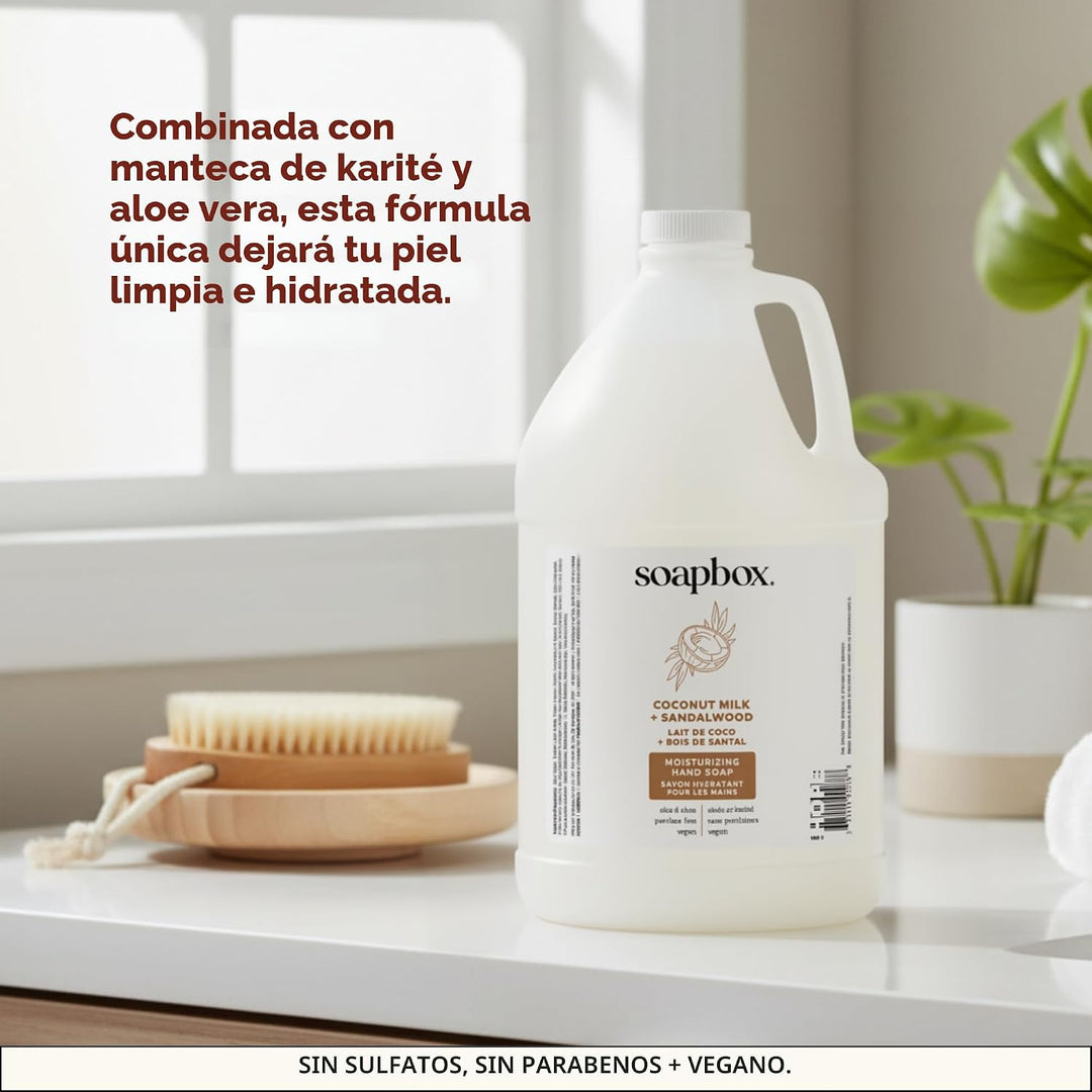 Soapbox Repuesto de jabón líquido de manos, leche de coco y sándalo...