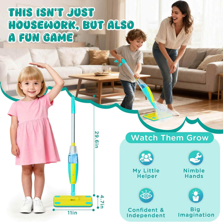 Trapeador con atomizador para niños, juegos de limpieza para niños...