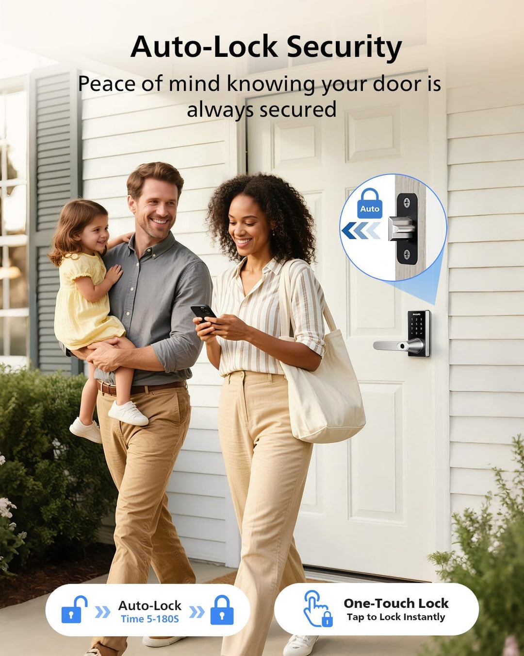 Philips Cerradura de puerta inteligente Wi-Fi con asa, cerradura de...