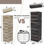 Juegoal Torre Gigante de Caída de 54 Piezas Gris para Adultos, Niños y Familia, Juego de Apilamiento de Bloques de Madera con Tablero de Juego y Bolsa de Lona, Juegos al Aire Libre para Patio Trasero