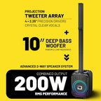 Dolphin Altavoz de fiesta Bluetooth para karaoke con 2 micrófonos
