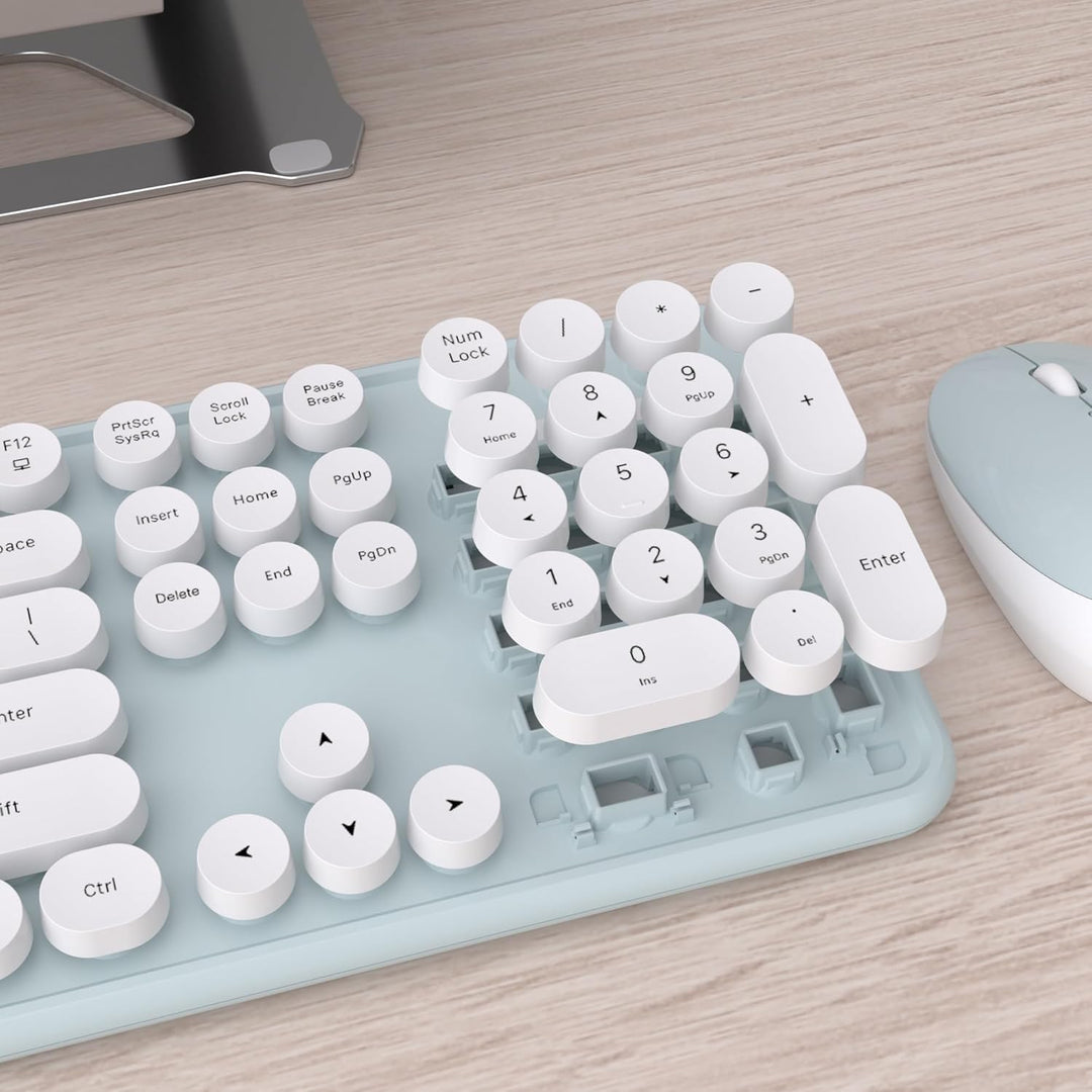 UBOTIE Teclado inalámbrico colorido para computadora y mouse óptico...