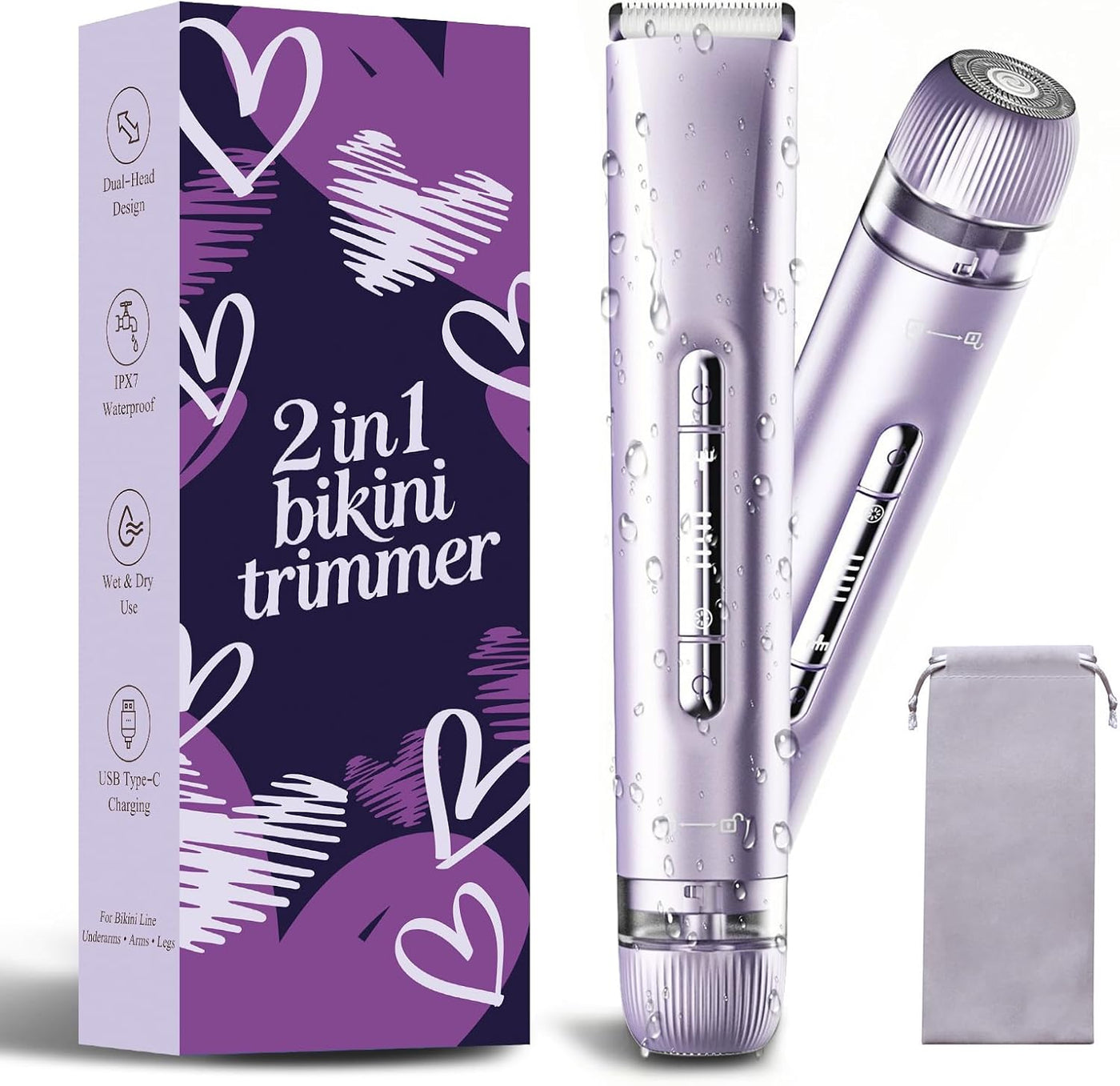 Recortadora de bikini para mujer, afeitadora de bikini de doble cab...