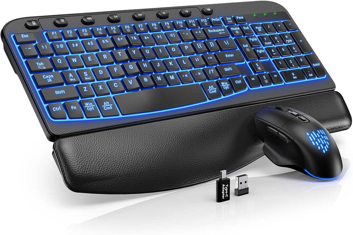 SABLUTE MA12Pro Wave - Teclado inalámbrico y mouse ergonómico, con...