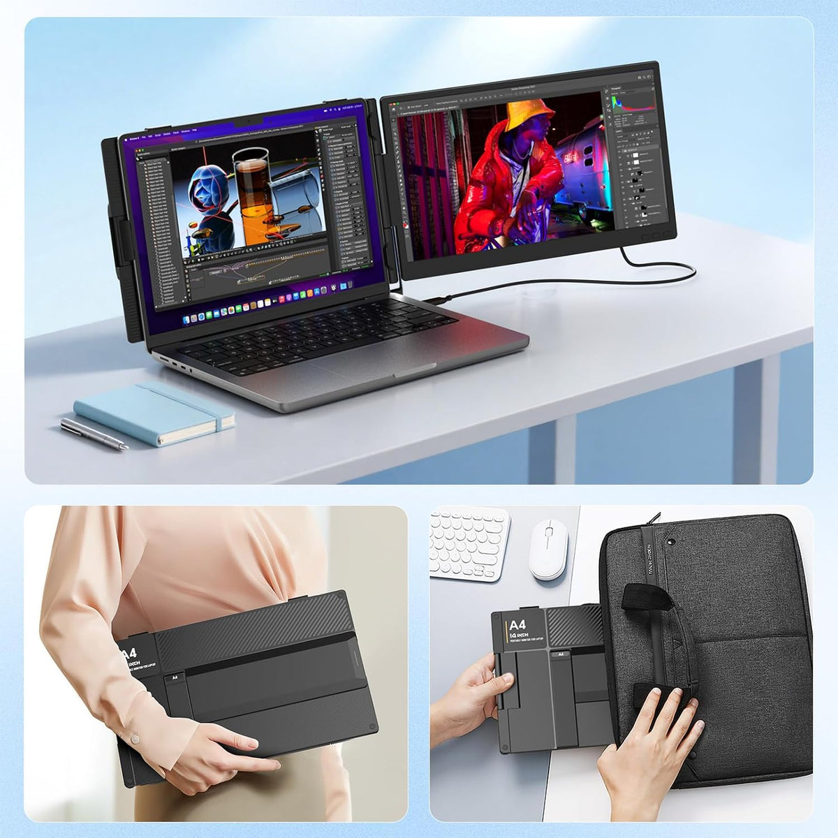 FEZOBR Extensor de pantalla para laptop, monitor ultrafino de 14 pu...