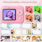 Cámara de impresión instantánea para niños con 5 rollos de papel de impresión, cámara HD 1080P, cámara portátil recargable para selfies, regalos de cumpleaños de Navidad, juguetes para niños y niñas