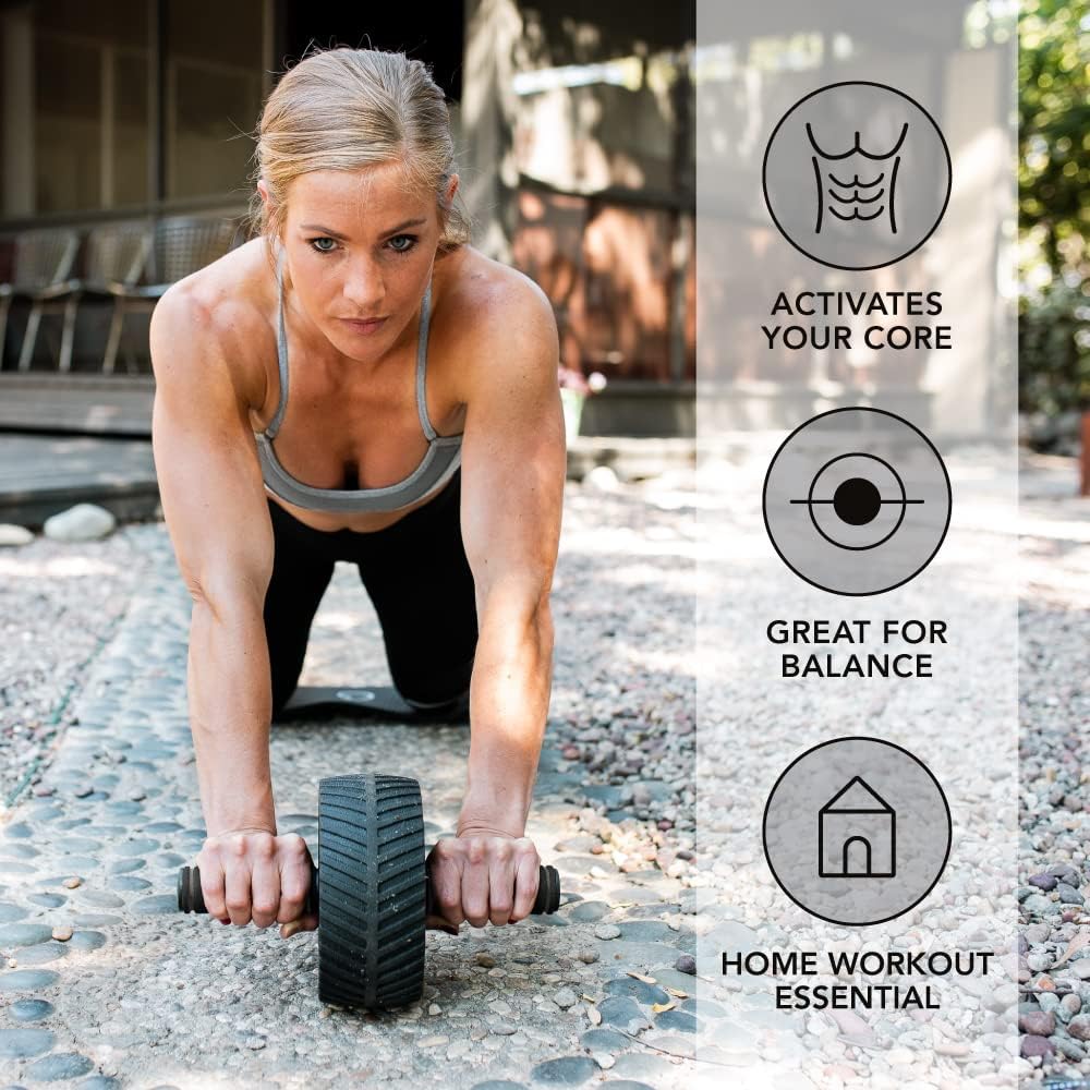 Sweet Sweat, rodillo portátil, rueda de ejercicio para abdominales para entrenamiento de fuerza | con alfombra para rodillas