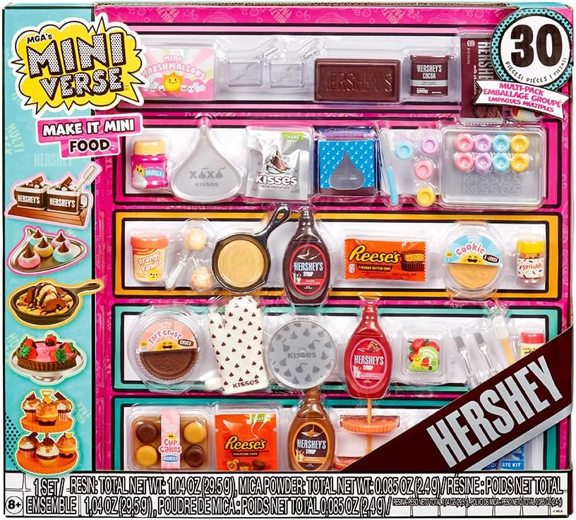 MGA's Miniverse Make It Mini Food Hershey Multipack - Mini coleccionables, bricolaje, juego de resina, réplica de alimentos, no comestibles, coleccionistas, 8+