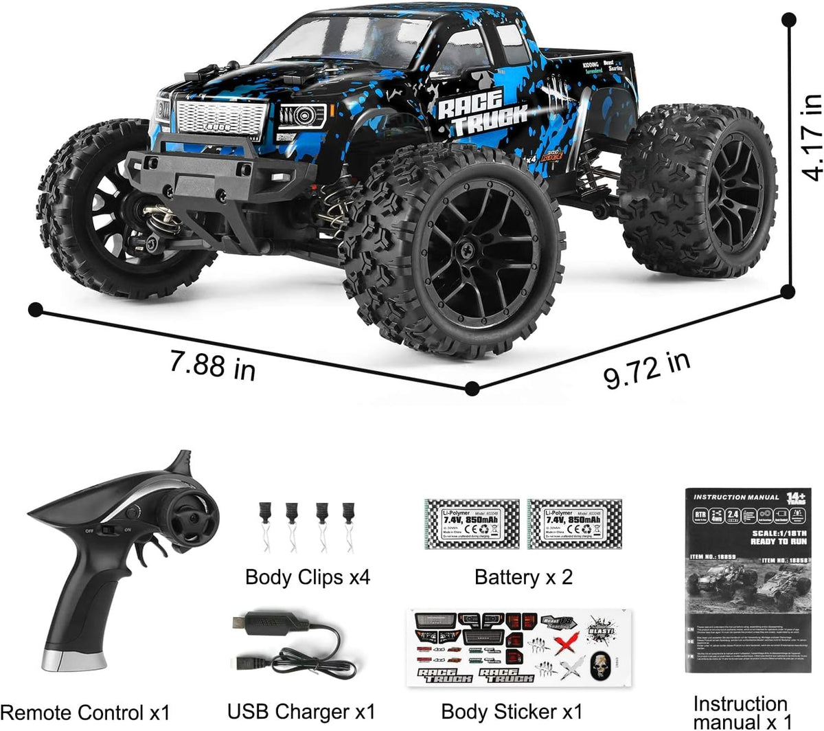 HAIBOXING Vehículos RC a escala 1/18 4WD todoterreno