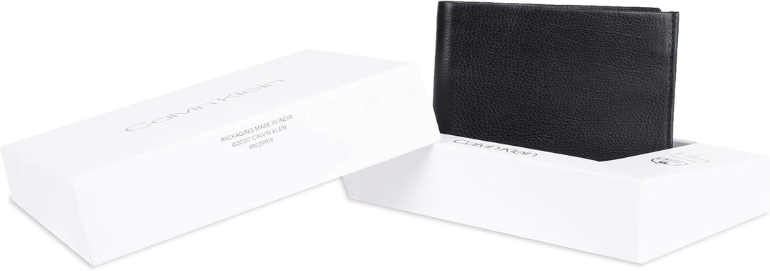 Calvin Klein Billetera plegable minimalista de piel RFID para hombr...