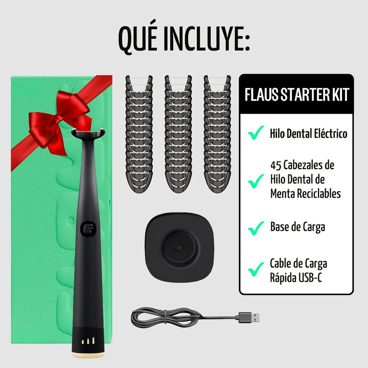 Flosser eléctrico FLAUS - Tejido extra fuerte - Removedor de placa...