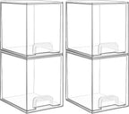 Vtopmart Cajones de Almacenamiento Apilables Transparentes, Paquete de 4 Organizadores Plásticos Altos