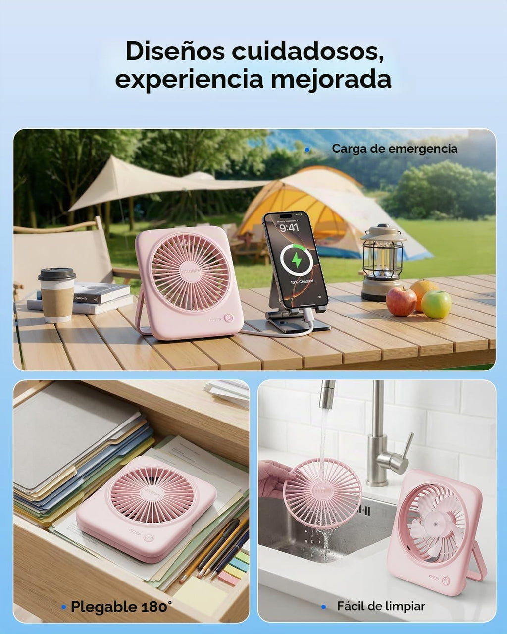 Otlonpe Ventilador de escritorio portátil personal, pequeño ventila...
