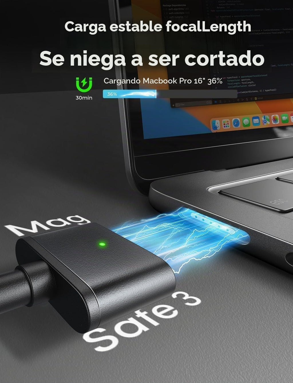 LISEN Cargador magnético para MacBook de 140 W, 3 cables para MacBook Pro