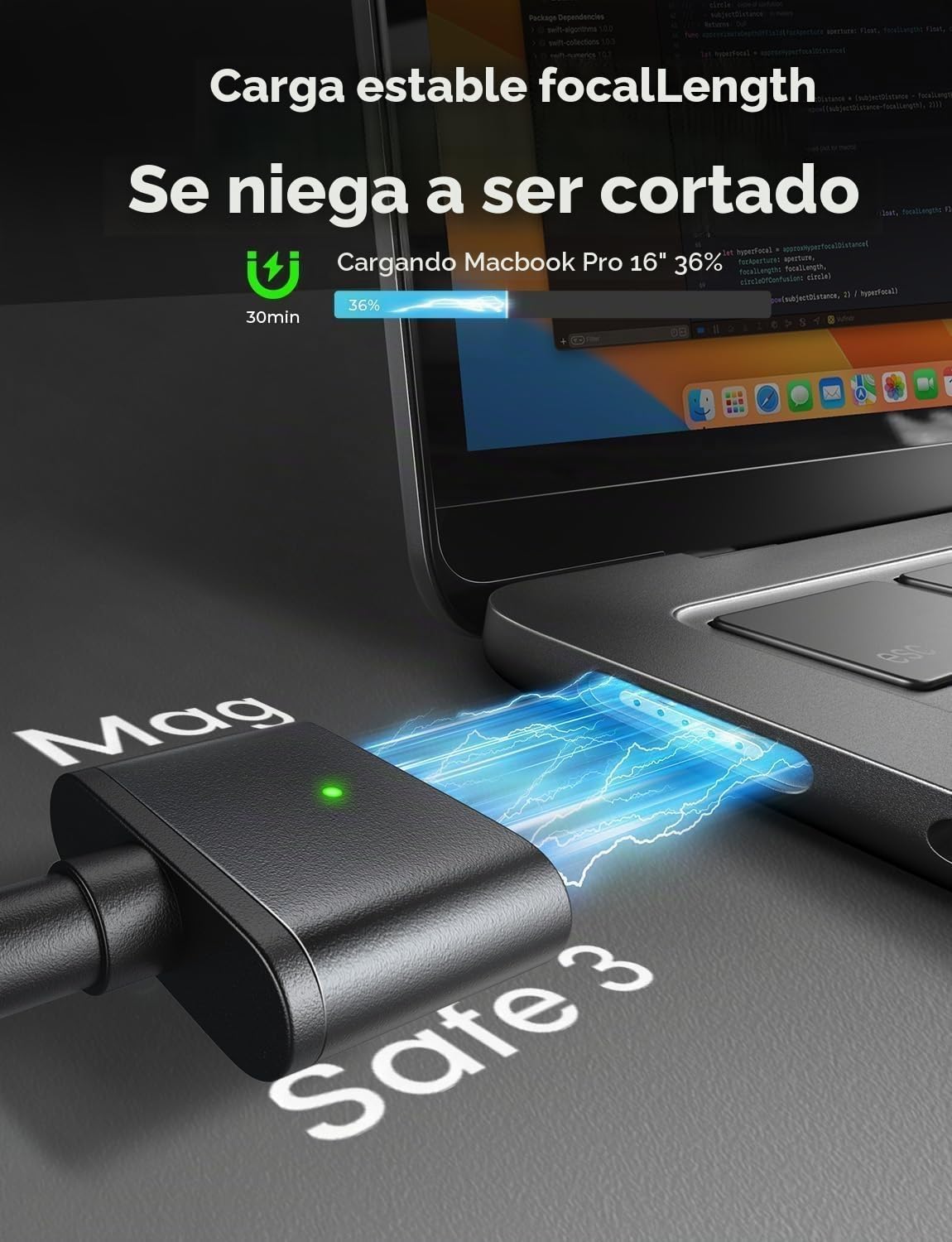 LISEN Cargador magnético para MacBook de 140 W, 3 cables para MacBook Pro
