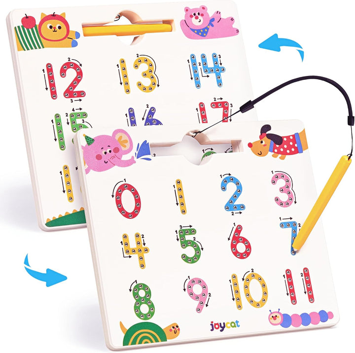 JoyCat Juego de tableros magnéticos de letras y números para trazar...