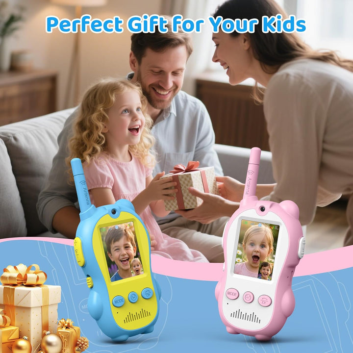 Walkie Talkies de video para niños, paquete de 2 radios recargables...