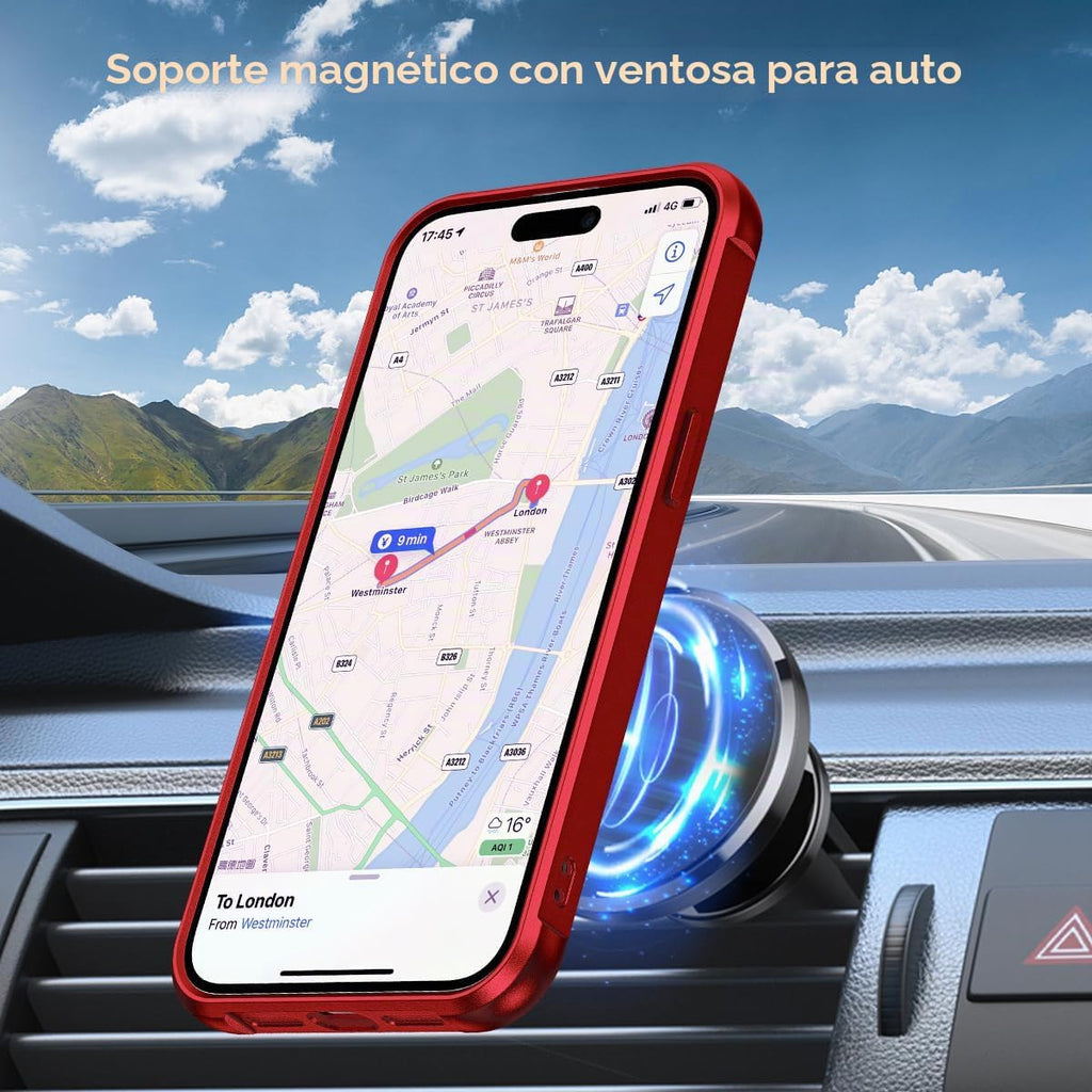 SKYLMW Funda compatible con iPhone 15 con soporte magnético O-Ring invisible de grado militar para iPhone 15 de 6.1 pulgadas [compatible con Mag-Safe] [Gran sensación de agarre], color rojo